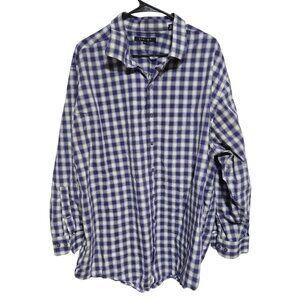 Synergy Plaid Button Up Shirt Mens Size 3XL Purple White Long Sleeve Cotton